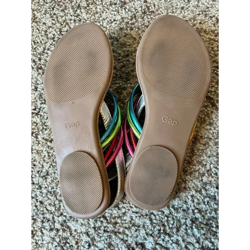 Girls Gap Rainbow Sandals, Kids Size 1, Summer, Colorful